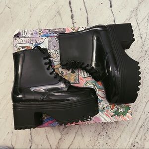 Jeffrey Campbell Black chunky platform rain boots